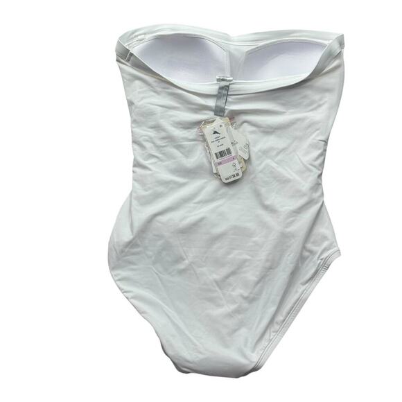 Tommy Bahama Pearl Shirred Bandeau One Piece Swimsuit White Size 6 NWT - Picture 3 of 12